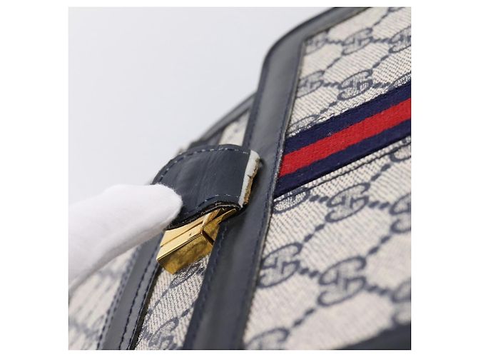 Borsa a tracolla GUCCI GG Supreme Sherry Line PVC Navy Gold Auth INZ082 D'oro Blu navy - vista 11