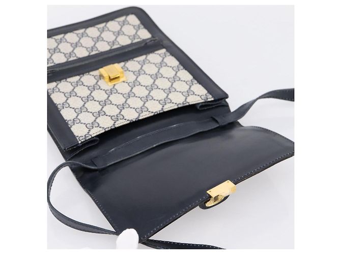 Borsa a tracolla GUCCI GG Supreme Sherry Line PVC Navy Gold Auth INZ082 D'oro Blu navy - vista 19