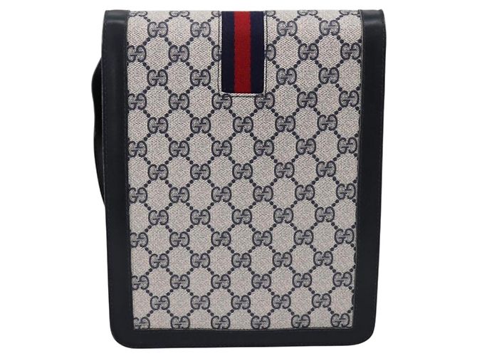 Borsa a tracolla GUCCI GG Supreme Sherry Line PVC Navy Gold Auth INZ082 D'oro Blu navy - vista 2