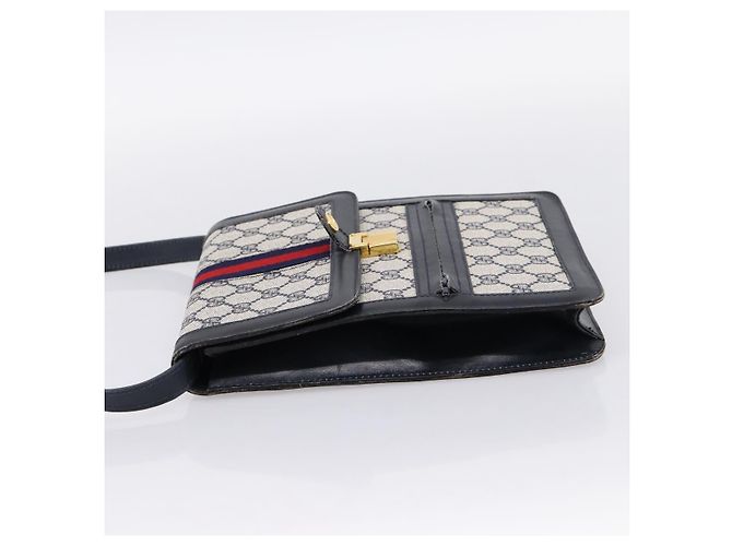 Borsa a tracolla GUCCI GG Supreme Sherry Line PVC Navy Gold Auth INZ082 D'oro Blu navy - vista 3