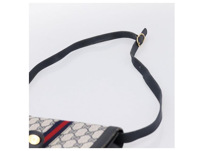 Borsa a tracolla GUCCI GG Supreme Sherry Line PVC Navy Gold Auth INZ082 D'oro Blu navy - vista 8