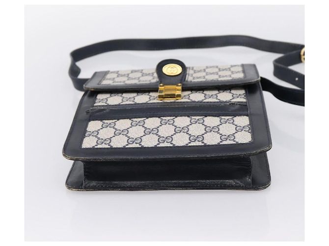 Borsa a tracolla GUCCI GG Supreme Sherry Line PVC Navy Gold Auth INZ082 D'oro Blu navy - vista 9