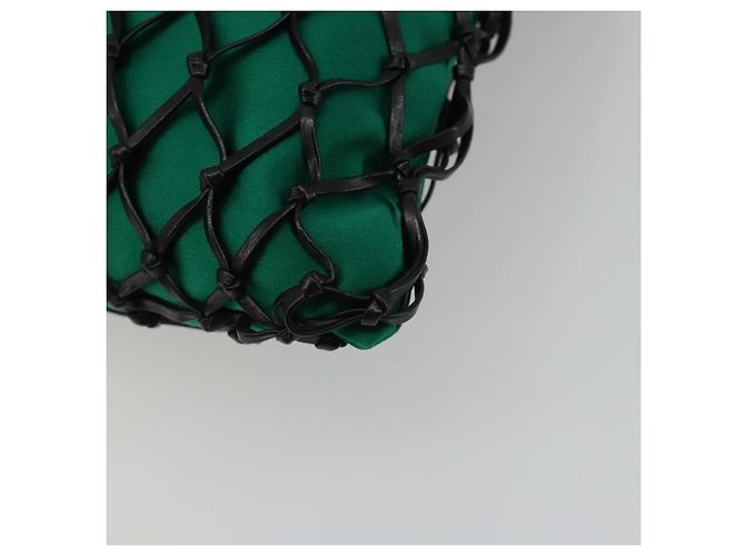 Bolsa de Ombro com Corrente PRADA Satin Green Auth 127567 Verde - vista 10