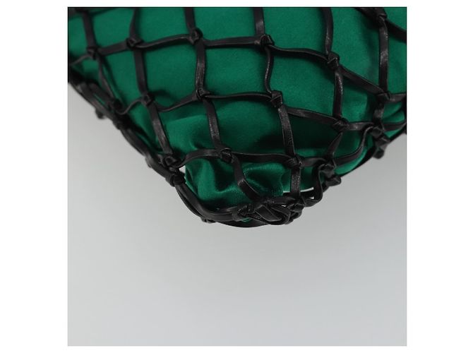 Bolsa de Ombro com Corrente PRADA Satin Green Auth 127567 Verde - vista 11