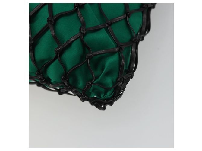 Bolsa de Ombro com Corrente PRADA Satin Green Auth 127567 Verde - vista 12