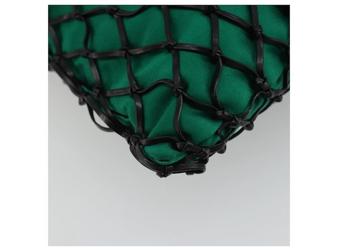 Bolsa de Ombro com Corrente PRADA Satin Green Auth 127567 Verde - vista 13
