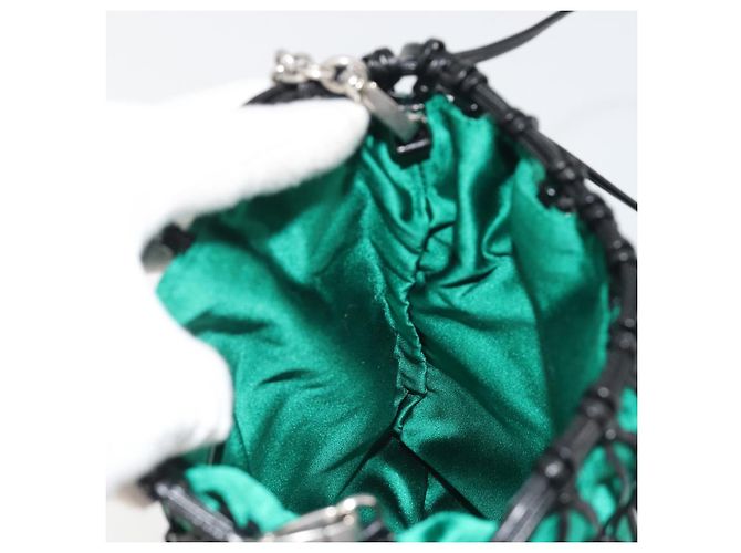 Bolsa de Ombro com Corrente PRADA Satin Green Auth 127567 Verde - vista 20