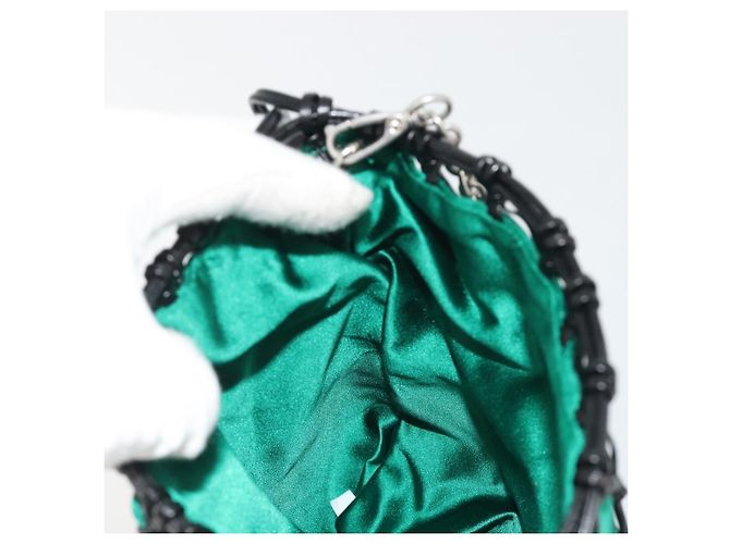Bolsa de Ombro com Corrente PRADA Satin Green Auth 127567 Verde - vista 21