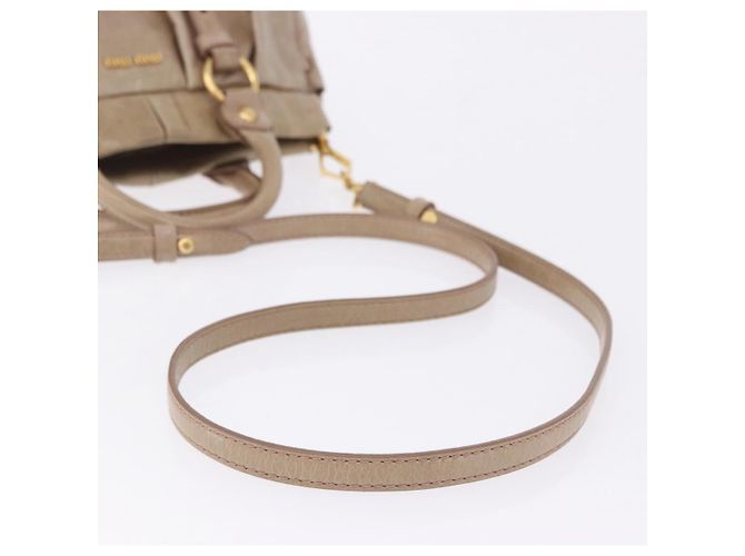 Borsa a mano Miu Miu Vitellolux 2way Beige Gold Auth 204328V Argento - vista 10