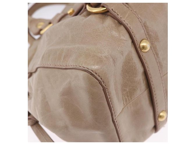 Borsa a mano Miu Miu Vitellolux 2way Beige Gold Auth 204328V Argento - vista 13