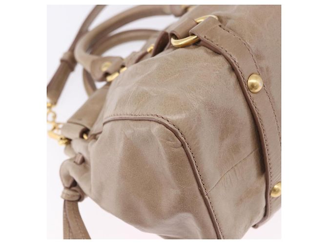 Borsa a mano Miu Miu Vitellolux 2way Beige Gold Auth 204328V Argento - vista 15