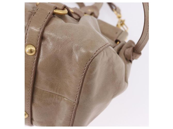 Borsa a mano Miu Miu Vitellolux 2way Beige Gold Auth 204328V Argento - vista 16