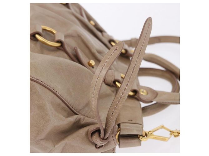 Borsa a mano Miu Miu Vitellolux 2way Beige Gold Auth 204328V Argento - vista 17