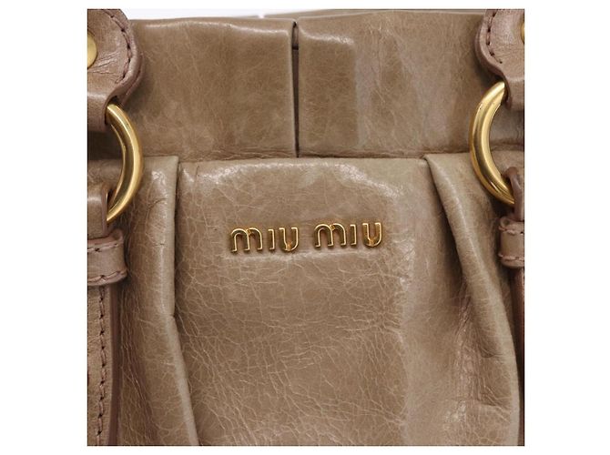 Borsa a mano Miu Miu Vitellolux 2way Beige Gold Auth 204328V Argento - vista 19