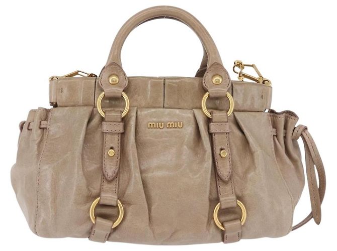 Borsa a mano Miu Miu Vitellolux 2way Beige Gold Auth 204328V Argento - vista 2