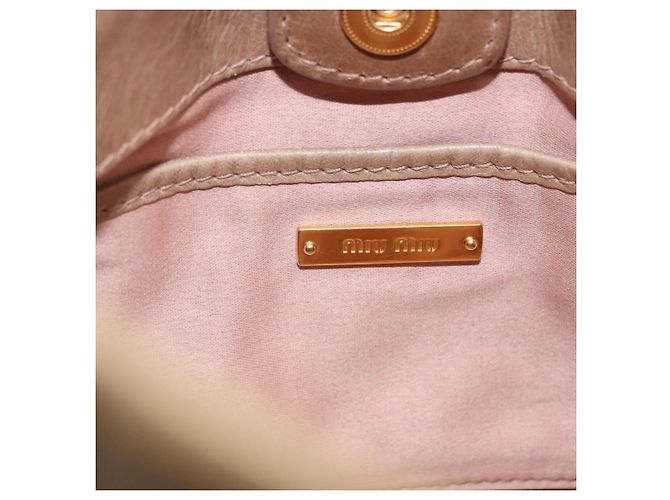 Borsa a mano Miu Miu Vitellolux 2way Beige Gold Auth 204328V Argento - vista 20