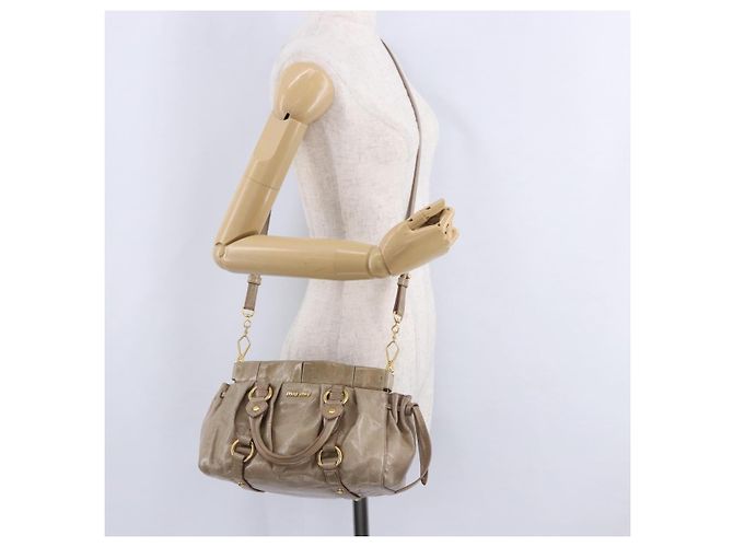 Borsa a mano Miu Miu Vitellolux 2way Beige Gold Auth 204328V Argento - vista 26