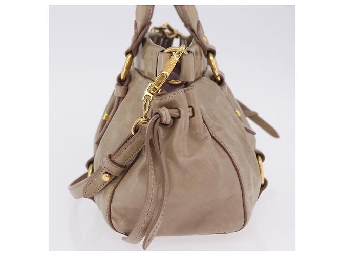 Borsa a mano Miu Miu Vitellolux 2way Beige Gold Auth 204328V Argento - vista 4