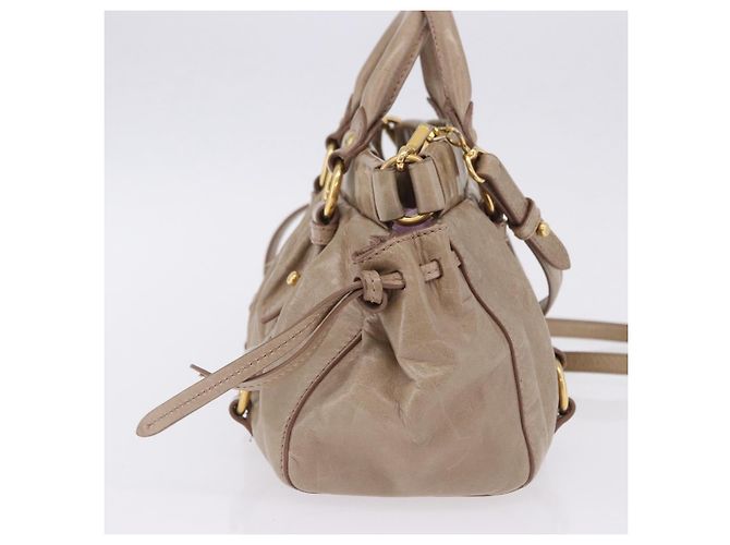Borsa a mano Miu Miu Vitellolux 2way Beige Gold Auth 204328V Argento - vista 5