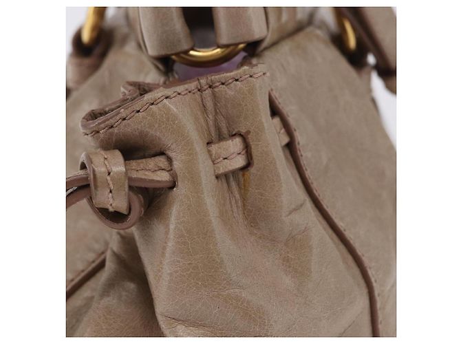 Borsa a mano Miu Miu Vitellolux 2way Beige Gold Auth 204328V Argento - vista 6