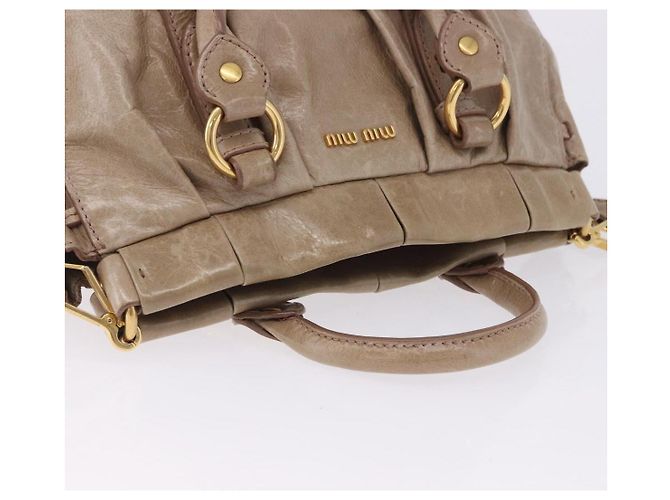 Borsa a mano Miu Miu Vitellolux 2way Beige Gold Auth 204328V Argento - vista 7