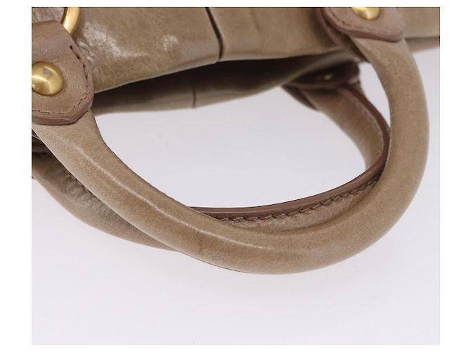 Borsa a mano Miu Miu Vitellolux 2way Beige Gold Auth 204328V Argento - vista 8