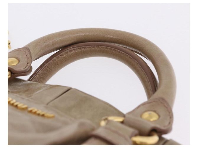 Borsa a mano Miu Miu Vitellolux 2way Beige Gold Auth 204328V Argento - vista 9