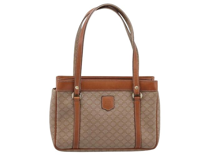 Céline CELINE Macadam Canvas Tote Bag PVC Beige Gold Auth 204866A Golden - Ansicht 2