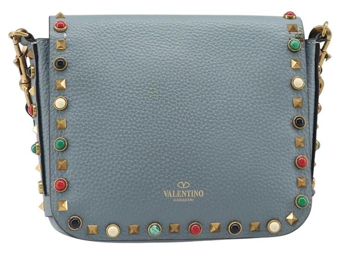 Borsa a tracolla VALENTINO Studs in pelle azzurro oro Auth LN123 D'oro Blu chiaro - vista 2