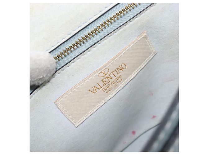 Borsa a tracolla VALENTINO Studs in pelle azzurro oro Auth LN123 D'oro Blu chiaro - vista 26