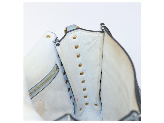 Borsa a tracolla VALENTINO Studs in pelle azzurro oro Auth LN123 D'oro Blu chiaro - vista 27