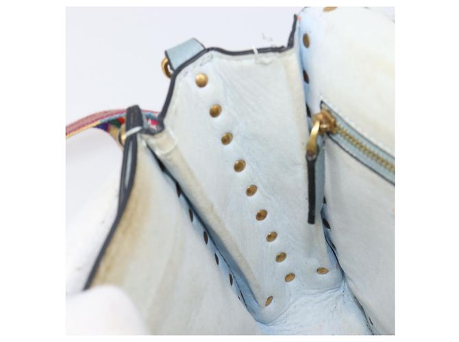 Borsa a tracolla VALENTINO Studs in pelle azzurro oro Auth LN123 D'oro Blu chiaro - vista 28