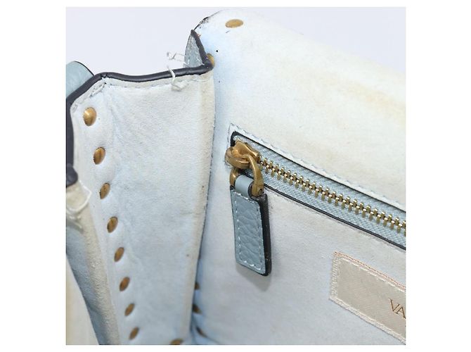 Borsa a tracolla VALENTINO Studs in pelle azzurro oro Auth LN123 D'oro Blu chiaro - vista 29