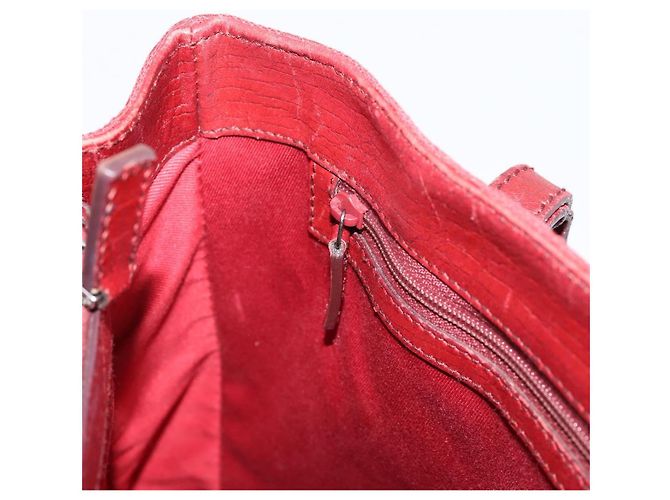 Borsa a mano GUCCI GG Canvas Bamboo Rossa Argento 112526 Auth 204886 Rosso - vista 18