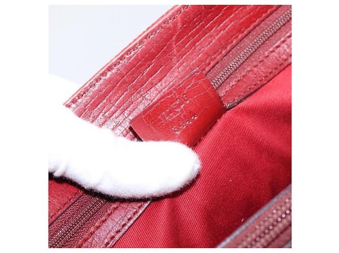 Borsa a mano GUCCI GG Canvas Bamboo Rossa Argento 112526 Auth 204886 Rosso - vista 23