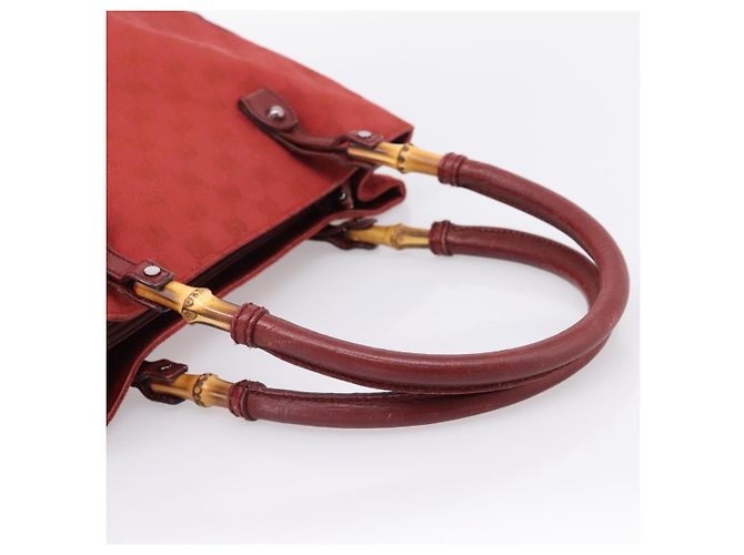 Borsa a mano GUCCI GG Canvas Bamboo Rossa Argento 112526 Auth 204886 Rosso - vista 7