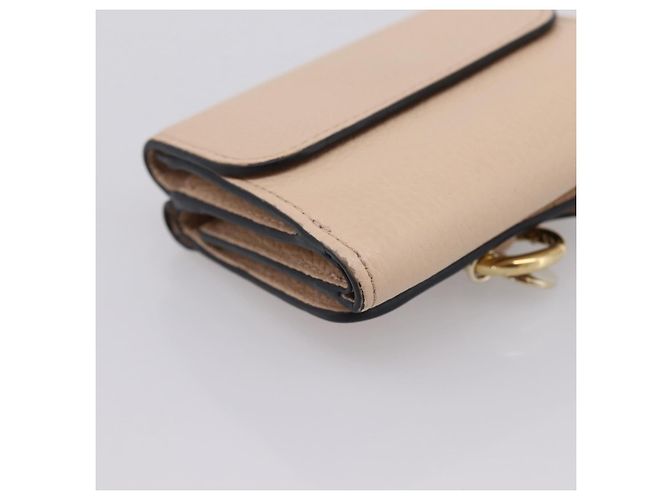 Chloé Cartera Chloe Alphabet Trifold de cuero rosa tono dorado Auth BA15602 - vista 11