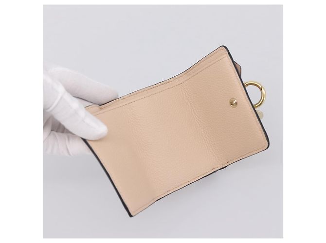 Chloé Cartera Chloe Alphabet Trifold de cuero rosa tono dorado Auth BA15602 - vista 13