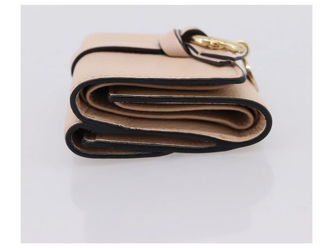 Chloé Cartera Chloe Alphabet Trifold de cuero rosa tono dorado Auth BA15602 - vista 4