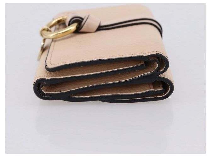 Chloé Cartera Chloe Alphabet Trifold de cuero rosa tono dorado Auth BA15602 - vista 5