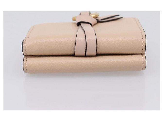 Chloé Cartera Chloe Alphabet Trifold de cuero rosa tono dorado Auth BA15602 - vista 6