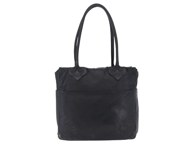 Borsa Tote Chrome Hearts Pelle Nera Auth 204170V Nero - vista 2