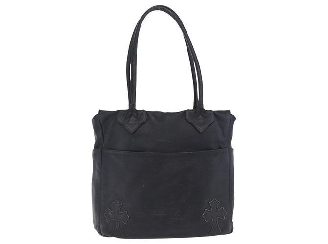Borsa Tote Chrome Hearts Pelle Nera Auth 204170V Nero - vista 7
