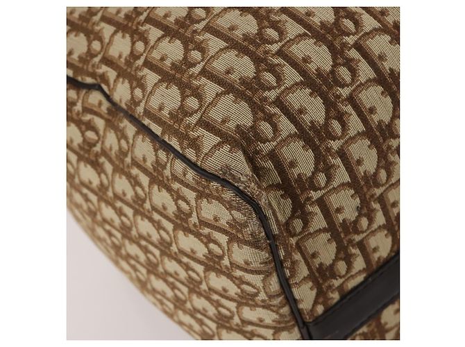 Borsa Boston Christian Dior Trotter Canvas Marrone Oro Auth 201940 D'oro - vista 11