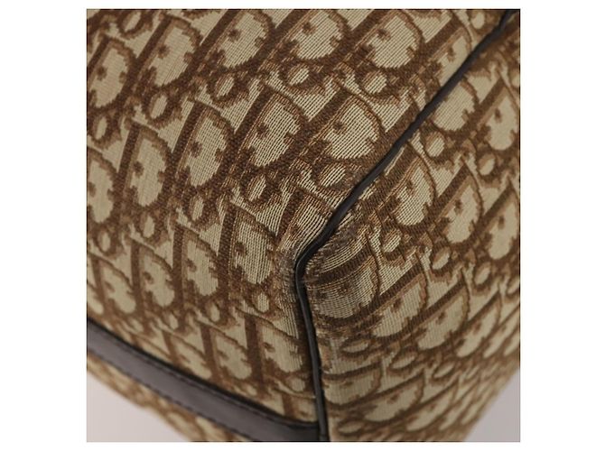 Borsa Boston Christian Dior Trotter Canvas Marrone Oro Auth 201940 D'oro - vista 12