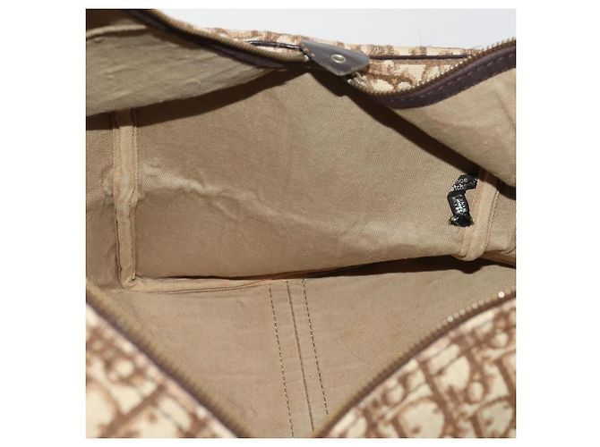 Borsa Boston Christian Dior Trotter Canvas Marrone Oro Auth 201940 D'oro - vista 17