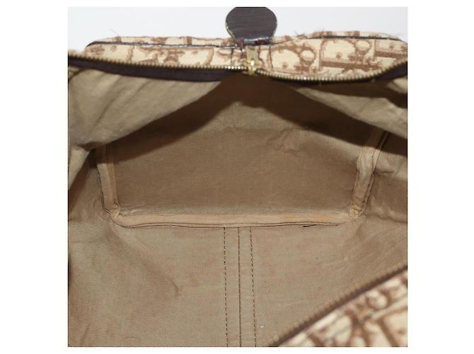 Borsa Boston Christian Dior Trotter Canvas Marrone Oro Auth 201940 D'oro - vista 18