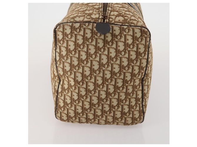 Borsa Boston Christian Dior Trotter Canvas Marrone Oro Auth 201940 D'oro - vista 4