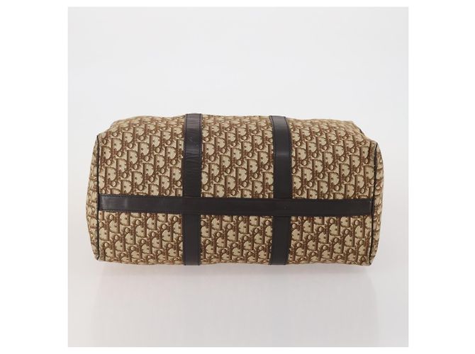 Borsa Boston Christian Dior Trotter Canvas Marrone Oro Auth 201940 D'oro - vista 9