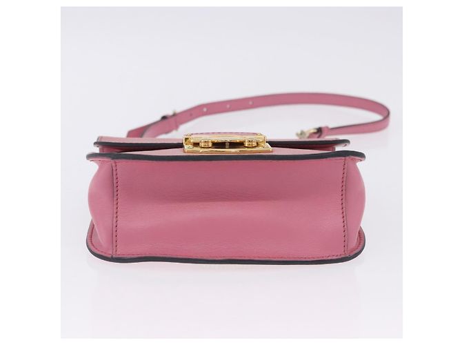 Borsa a tracolla Miu Miu Madras Chain in pelle rosa tono oro Auth ka6212 - vista 13